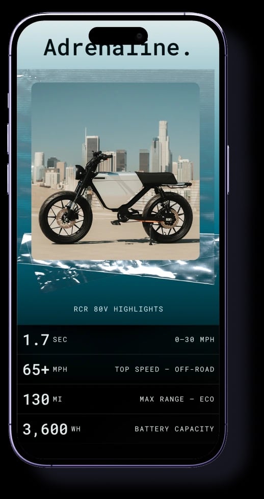 Adrenaline. — the RCR 80V highlights and spec sheet
