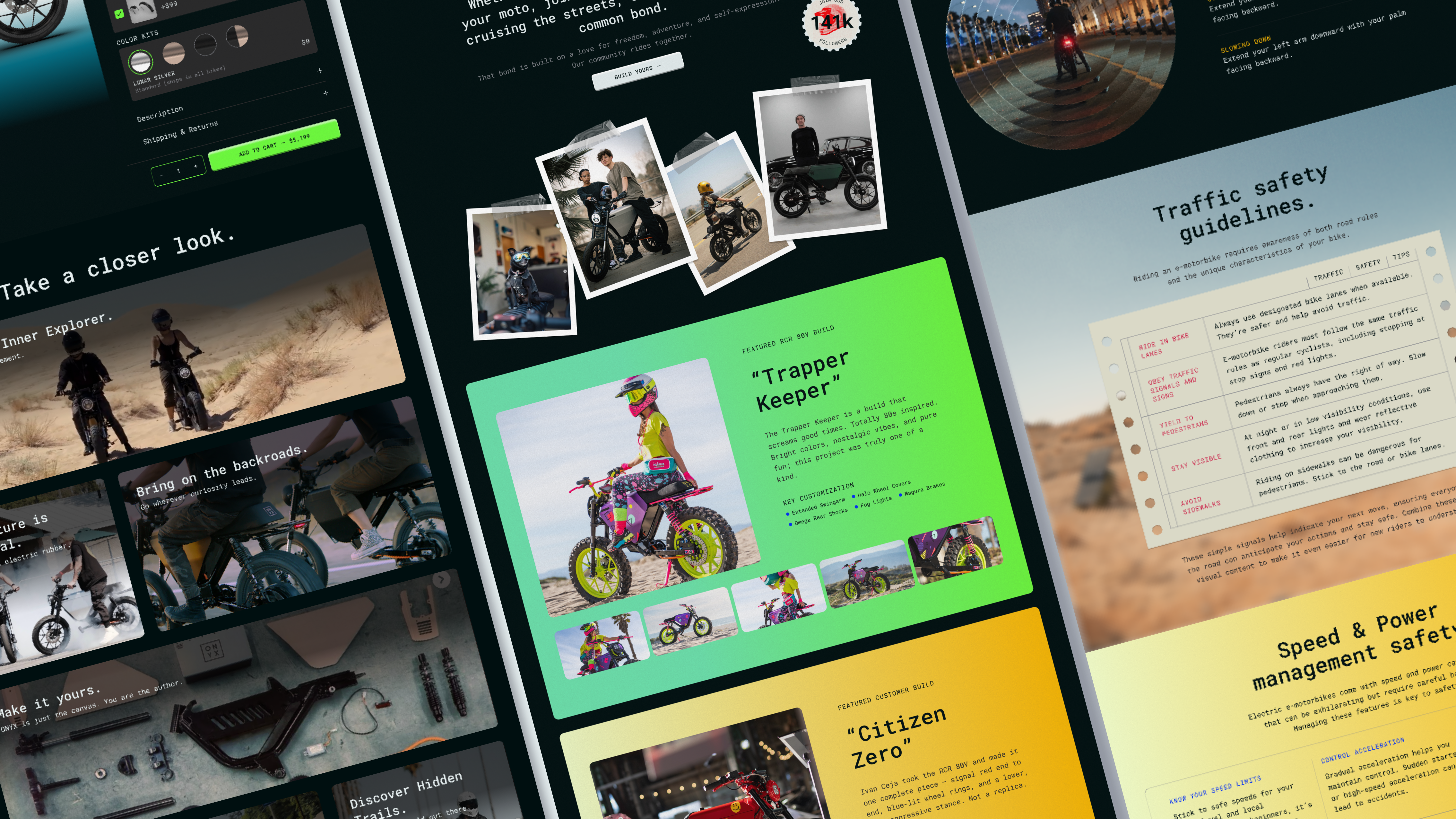 Onyx Motors case study screens
